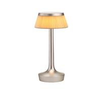 Bon Jour Unplugged Bordlampe Mat Krom Krop Og Stof Skærm