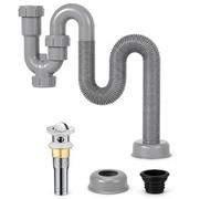 Bon Lavabo 32 mm, Siphon en S, Vidange à clapet court + tuyau en U | Mécanisme Anti-our, Tuyau Vidange, Mise à Niveau d'Évier, Pour Gestionnaires