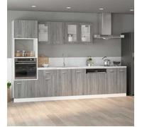 Bon marché *Meuble Micro-Ondes ""Lyon"" Gris Sonoma 60 x 57 x 207 cm en Bois d'ingénierie avec 2 portes et 4 étagères pour Cuisine 279