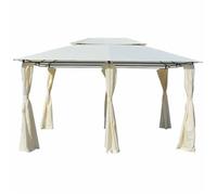 Bon marché *Tonnelle avec Rideaux Blanc 4 x 3 m et toit ventilé et résistance à l'eau pour Jardin htc80b