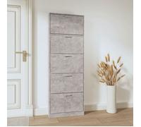 ""Bon plan"" Armoire à chaussures - JILI HOT - Grande Capacité - Gris béton 59x17x169cm - Bois d'ingénierie - pour Entrée/Couloir