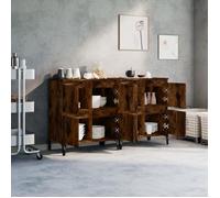 ""Bon plan"" Buffet bahut vaisselier - JILI HOT - Buffets - 2 pcs - chêne fumé 60x35x70cm - Bois d'ingénierie - commode Salon/Cuisine