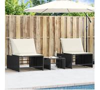 ""Bon plan""Chaises longues/Lit-canapé d'extérieur - Pour balcon - Bain de Soleil - modulaires 2 pièces avec table en résine tressée n