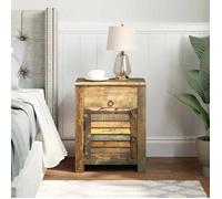 ""Bon plan"" Chevet/Meuble de Rangement - JILI HOT - Table de coin avec 1 tiroir et 1 porte - Bois de récupération - Pour Chambre