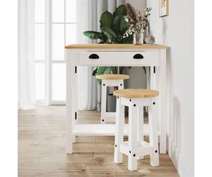 ""Bon plan"" Dining Table Set - JILI HOT - Tabourets de bar lot de 2 blanc - Bois massif de pin - Pour salon/Cuisine Thome7331601