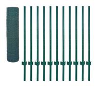 ""Bon plan"" Grillage Volaille, Clôture - JILIHOT - Clôture en grillage métallique avec poteaux Acier 25x0,5 m Vert - Pour jardin