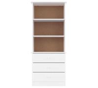 ""Bon plan"" Meuble de Rangement anti-basculement - JILI HOT - Bibliothèque et tiroirs ALTA blanc 60x35x142cm - Bois massif pin Pour