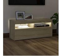""Bon plan"" Meuble TV/ Table HiFi - JILI HOT - avec lumières LED chêne sonoma 90x35x40cm Thome8187025