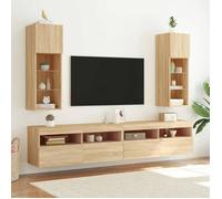 ""Bon plan"" Meubles TV avec lumières LED - 2 pcs - JILI HOT - meubles HiFi Suspendu - chêne sonoma 30,5x30x90cm - Pour salon