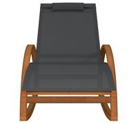""Bon plan"" Transat extérieur - JILI HOT - Chaise à bascule textilène gris et - Bois de peuplier massif - pour camping/jardin