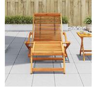 ""Bon plan"" Transat extérieur - JILI HOT - Chaise de terrasse avec repose-pied - Bois d'acacia solide - pour camping/jardin