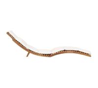 ""Bon plan"" Transat extérieur - JILI HOT - Chaise longue - pliable avec coussin blanc crème - Bois de teck - pour camping/jardin