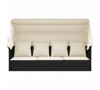 ""Bon plan"" Transat extérieur - JILI HOT - Lit de salon d'extérieur toit et coussins Noir - Résine tressée - pour camping/jardin