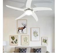 Bon905606 Ventilateur de plafond Ventilateur Au Plafond Silencieux orné avec lampe - 128 cm Blanc Meilleur