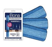 Bona - Pad de Nettoyage en Microfibre - 42 CM - Compatible Avec Balai Microfibre Pour Sol - Réutilisable Jusqu'à 500 Fois - 3-Pack