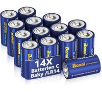 BONAI Lot de 14 Piles alcalines 1,5 V LR14 Baby C avec Grande capacité, 10 Ans de Stockage et Anti-Fuite, idéales pour Jouets, Lampes de Poche et cuisinière à gaz