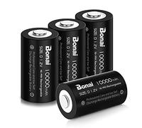 BONAI Lot de 4 Piles Rechargeables D LR20 Ni-MH de Haute Capacite | 10000mAh, 1.2V, 1200 cycles, faible auto-decharge, pré-chargées, plus puissantes et durables