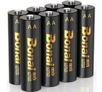 BONAI Lot de 8 Piles Lithium AA 1.5V 3400mAh de Haute Capacite | 3400mAh, 1.5V, Non-rechargeable, conservation 10 ans, faible autodécharge, anti-fuite, parfait pour manettes Xbox