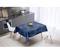 Bonamaison, Anti-moisissure, Séchage Rapide, Résistant aux Taches, Lavable en Machine, 100% Polyester Nappe de Table, Bleu, 140 x 140 Cm - Conçu et Fabriqué en Turquie