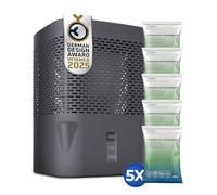 BonAura Déshumidificateur sans électricité jusqu'à 23 m², ventilation à 360°, déshumidificateur avec buse et 5 déshumidificateurs de 680 g, granulés, protection contre les moisissures et les odeurs