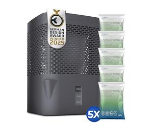 BonAura Déshumidificateur sans électricité jusqu'à 23 m², ventilation à 360°, déshumidificateur avec buse et 5 déshumidificateurs de 680 g, granulés, protection contre les moisissures et les odeurs