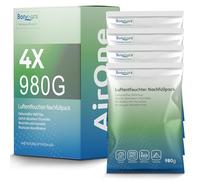 BonAura® Pack de recharge pour déshumidificateur 4x 980g - Pack économique de déshumidificateur en granulés - Lot de 4 déshumidificateurs en granulés - Protection contre la moisissure et les odeurs