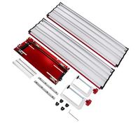 Bonbela Rail de Guidage de Scie à Chenilles, Plage de Coupe de 50 Pouces | Rail Droit en Alliage D'aluminium avec Bande de Coupe Rouge, Jeu de Pinces Réglables pour Garniture de Sol et Portes