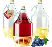 Bonbonne / Dame-Jeanne - Bonbonne en verre - Lot de 3 - 5 l - Avec panier - Avec bouchon - Convient pour les aliments - Pour la fabrication du vin