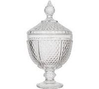 HOME DECO FACTORY - KA0543 Bonbonnière en Verre Transparent - Forme de Diamant - Conçu pour Bonbons et Objets Décoratifs - Hauteur 31 cm - Couleur Transparente