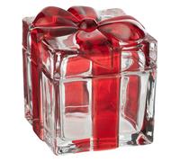 Bonbonnière en Verre ""Cadeau"" 11cm Rouge