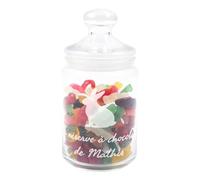 Bonbonnière en verre personnalisée avec gravure texte - Pot en verre avec couvercle pour bonbons ou chocolats - Cadeau original gourmand