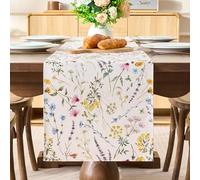 BonBotimen Chemin de Table 40 x 140 cm, Bordure Florale Décorative, Lavable, Chemin de Table Court, Idéal pour Le Printemps Et L'Été, La Cuisine, Les Repas, Les Fêtes et Les Intérieurs