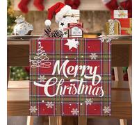 BonBotimen Chemin de Table Noel Motif Tartan 33 x 183 Rouge Chemin de Table Moderne Tables de Fête Décoration pour Salle À Manger Nappe Lavable Table Runner Décoration pour Table à Manger