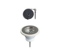 Bonde à bouchon pour évier 1 bac D60 sans trop-plein grille inox