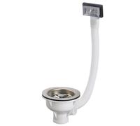 Bonde à panier avec grille inox pour évier épais D90 avec trop plein VALENTIN 00 408500 000 00
