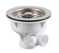 Bonde à panier avec grille inox pour évier épais D90 sans trop plein VALENTIN 00 408000 000 00