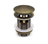 Bonde clic clack lavabo automatique laiton bronzé 1"/14 universel pour lavabo et bidet, bronze antique bruni, diamètre 40 mm, trou de trop-plein