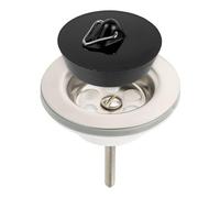 Bonde d’évier avec bouchon et vidage, 1 lot, Taille Ø 62,5 mm - 1 1/4 pouce, Dessus des bondes SS201 en acier inoxydable, Vis de montage M6x60, Base PP avec écrou en laiton, Joint PVC et bouchons 41mm
