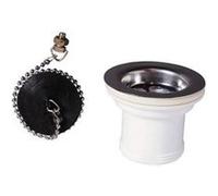 Bonde d’évier WIRQUIN 50 mm grille inox sans trop-plein bouchon à chainette Gris