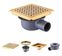 Bonde de douche carrée de 15x15 cm en acier inoxydable avec filtre à cheveux