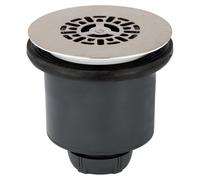 Bonde de douche, diamètre 90, chromée, avec grille en acier inoxydable plate, évacuation verticale