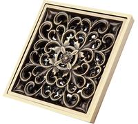 Bonde de douche - Grille de sol - Évacuation des eaux - Design antique en laiton - Panneau de 10 cm - Laiton