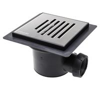 Bonde de douche horizontale, 11,5x11,5 cm, grille en acier inoxydable, débit de 32 l/min