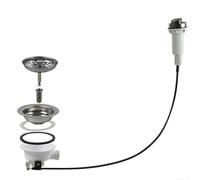 Bonde de lavabo à fente pour évier à trop-plein Finition argentée (110 mm) | Mécanisme clic-clac, contrôle du débit inverse, s'adapte aux éviers britanniques standard, empêche les colmatages