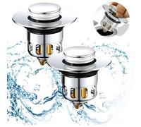 Bonde de lavabo - AIMOONSA - Pop-up universel - Inox - 34-40 mm - Pack de 2