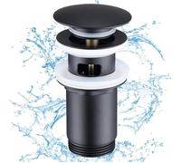 Bonde de Lavabo Bonde Pop-up avec Trop-plein Automatique Universelle pour Salle de Bain Équipé Panier-filtre Noir