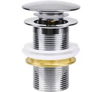 Bonde de Lavabo Standard-G 1 ¼ sans Trop Plein Bonde de Vidage Universel Bonde Pop Up Automatique pour Lavabo en Cuivre Chromé Pour bassin sans trop-plein