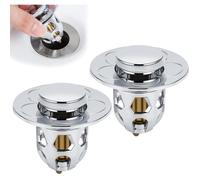 Bonde de lavabo - Universel - 2 Pièces - Anti-Clogging - Diamètre 30-40 mm - Type Poussoir