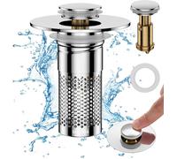 Bonde de lavabo universelle avec filtre anti-obstruction - Laiton et acier inoxydable