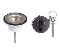 Wirquin 30723119 Bonde de lavabo avec bouchon en plastique et grille en inox, chromé et noir